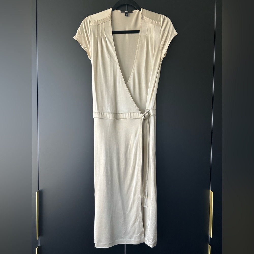 Hugo Boss Cream Wrap Dress